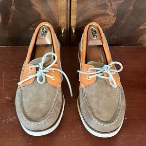Sperry Tan and Orange Boat Shoes